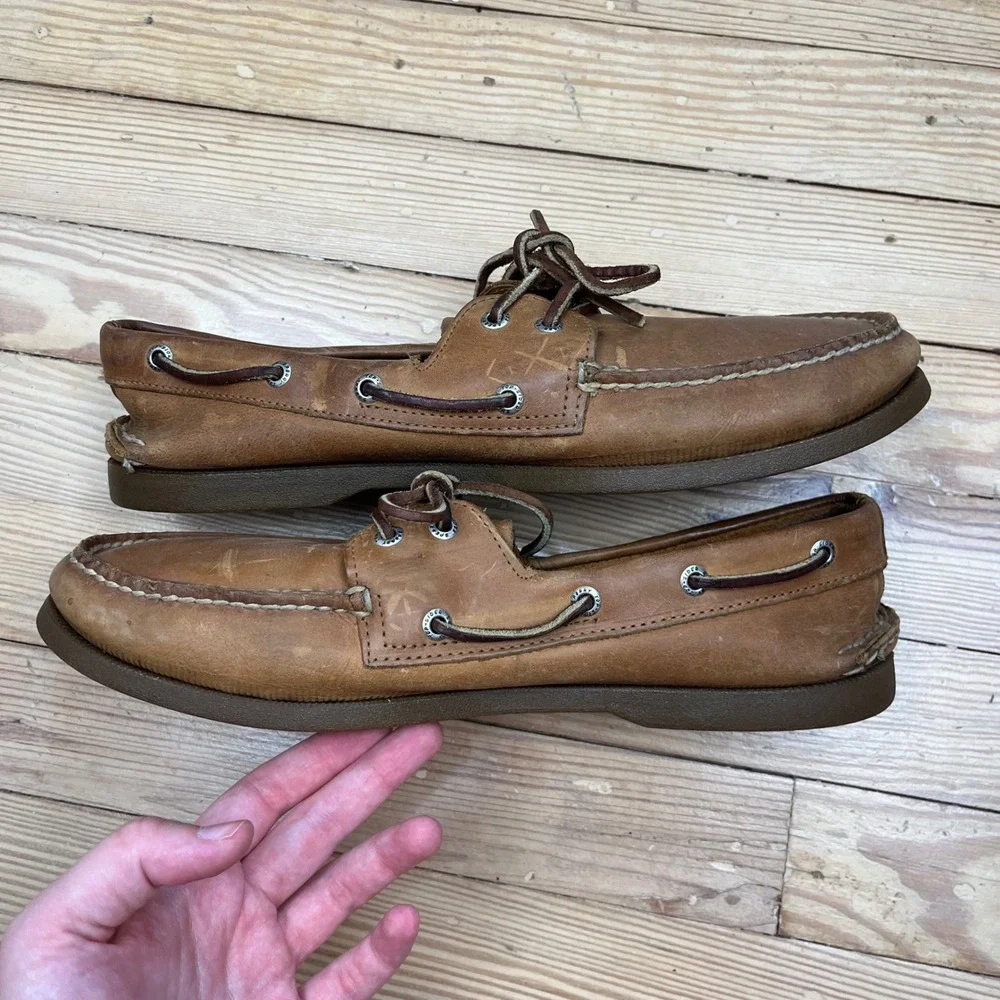 Sperry Top-Sider Mens 11M Authentic Original Leather Boat Shoe Tan casual preppy